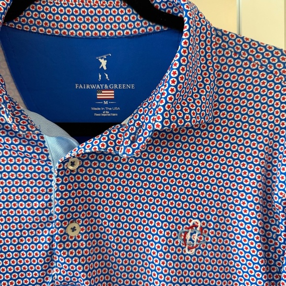 Fairway & Greene Patriotic Geo Print Golf Polo – Men’s Size M - Picture 3 of 6